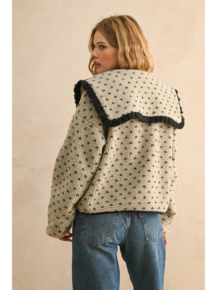 Sherpa Jacket with Collar - Stone/Black