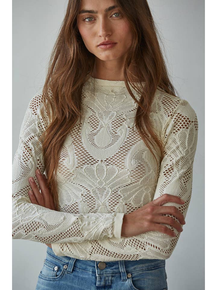 Seamless Jacquard Top - Cream