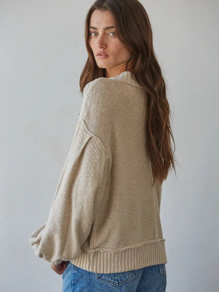 Balloon Long Sleeve Cardigan - Sand