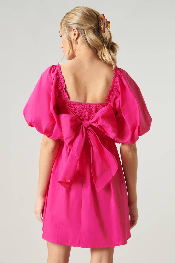 Marion Babydoll Mini Dress - Fuschia