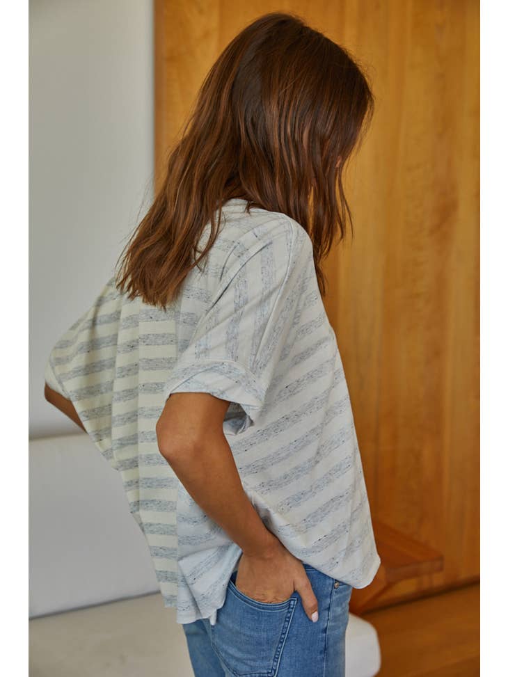 Telly Stripe Top - Ivory Grey