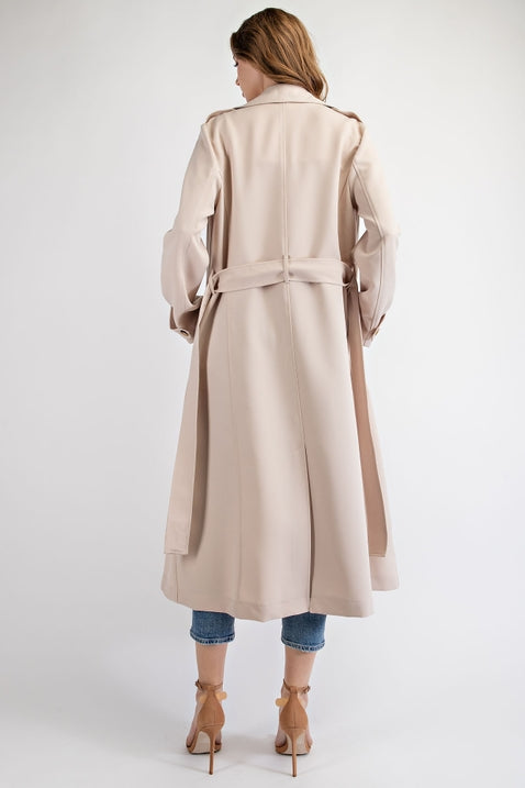 Double Breasted Trench Coat - Cream