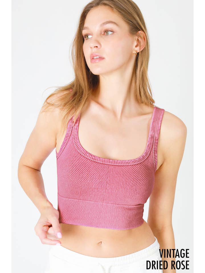 Chevron Crop Top - Vintage Dried Rose