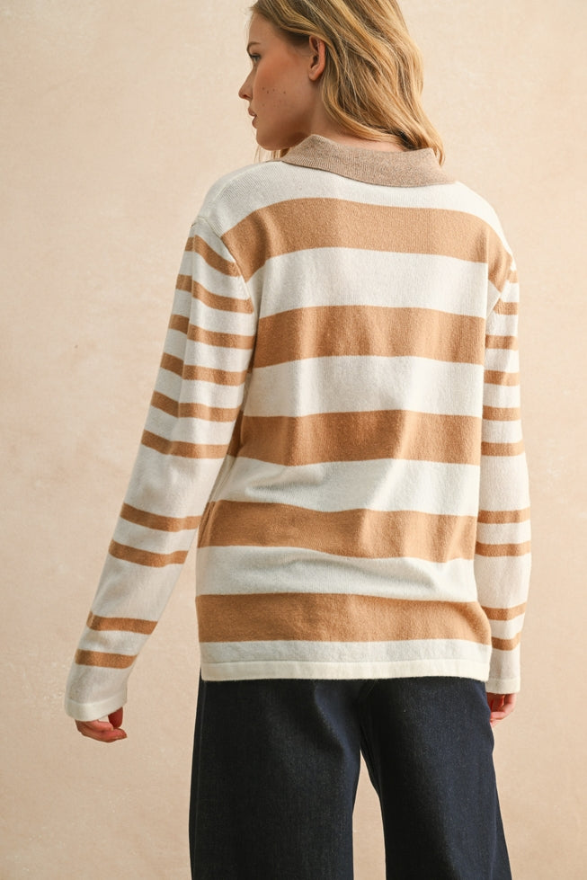 Classic Polo Shirt - Tan/White