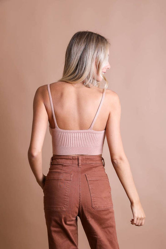 Contour Rib Knit Brami - Blush