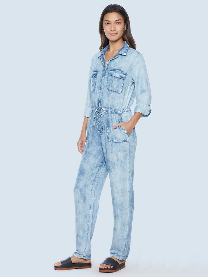 Wake Me Up Jumpsuit - Acid Blue Denim