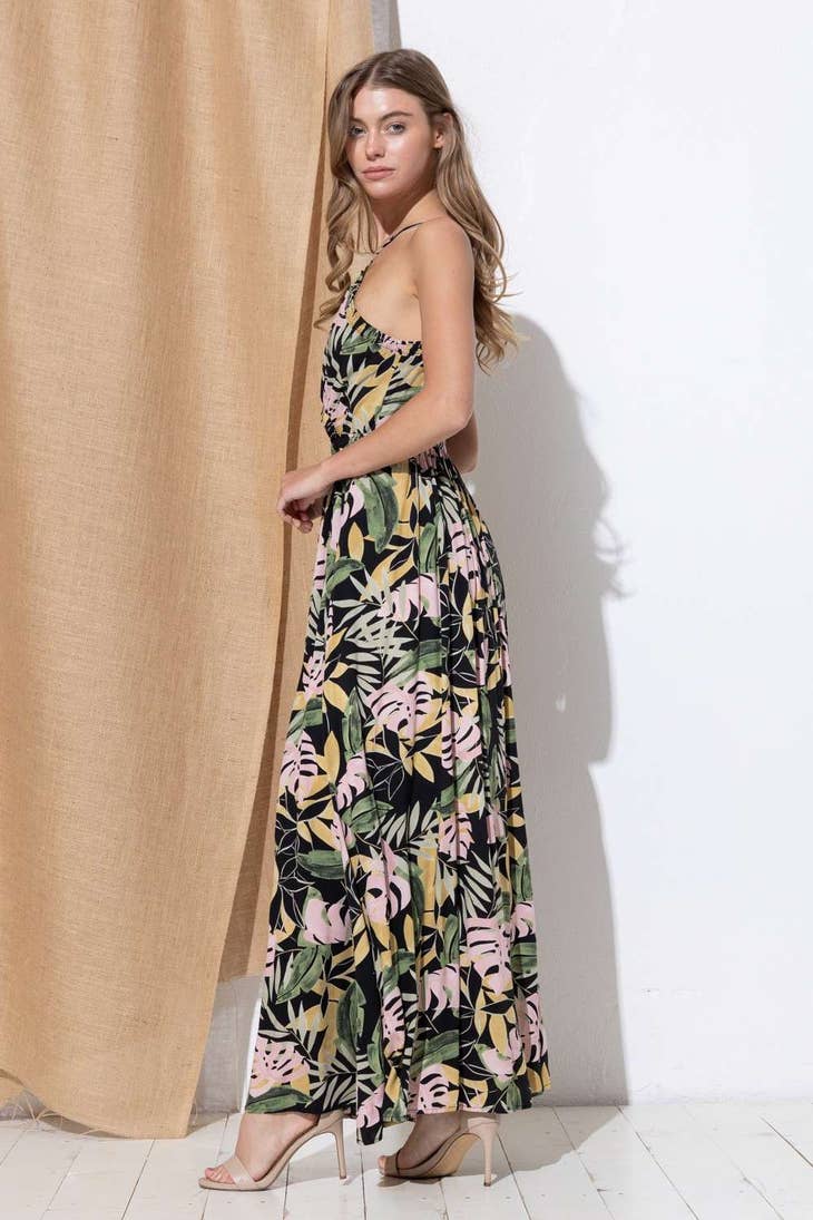Maxi Dress - Black & Pink