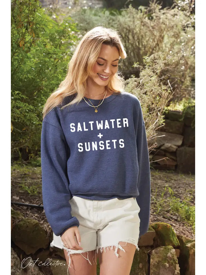 Salt Water + Sunsets Sweatshirt - Heather Midnight