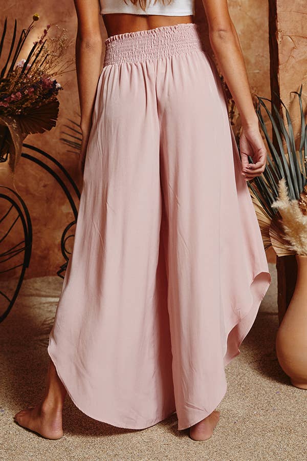 Soft Woven Wide Leg Pants - Blush