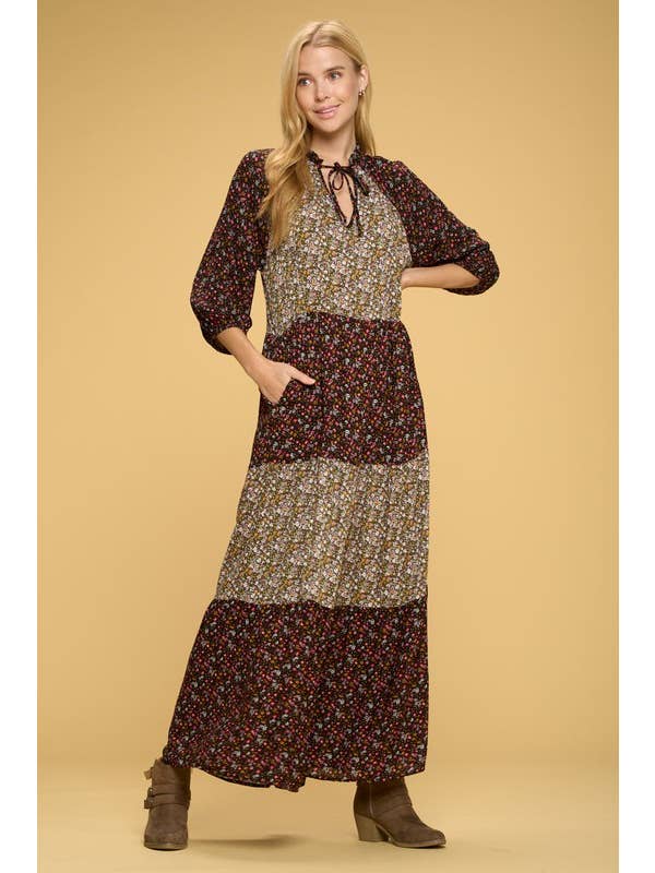 Paisley Tier Dress - Black