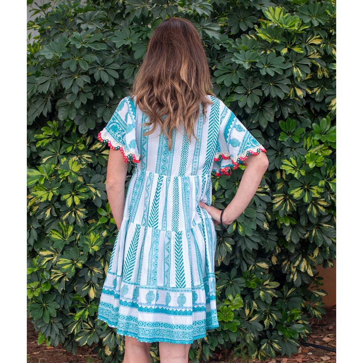 Scallop Edge Flutter Sleeve Mini Dress