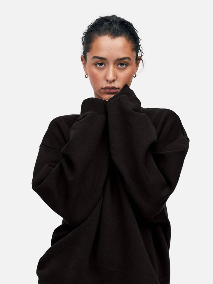 Fleece Oversized Sweatshirt - Jet Black