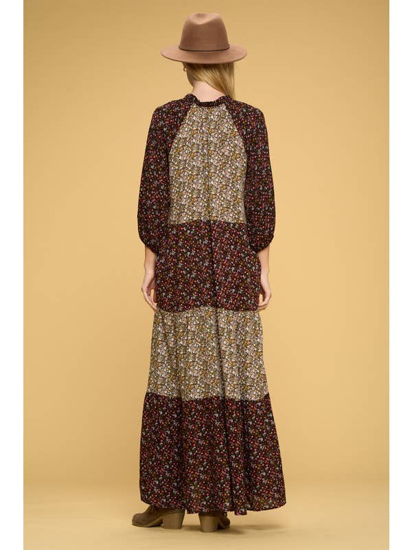 Paisley Tier Dress - Black
