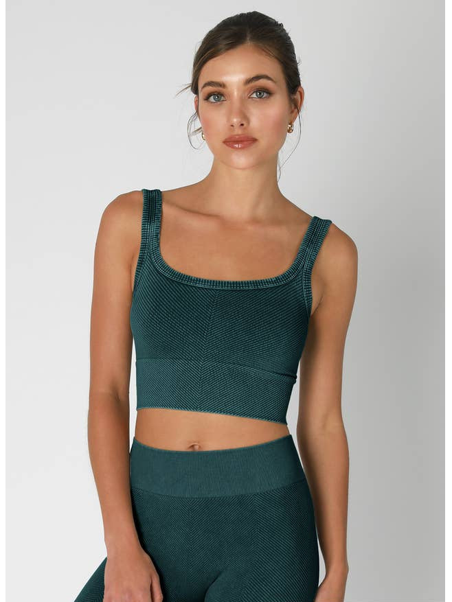 Chevron Crop Top - Vintage Emerald Teal
