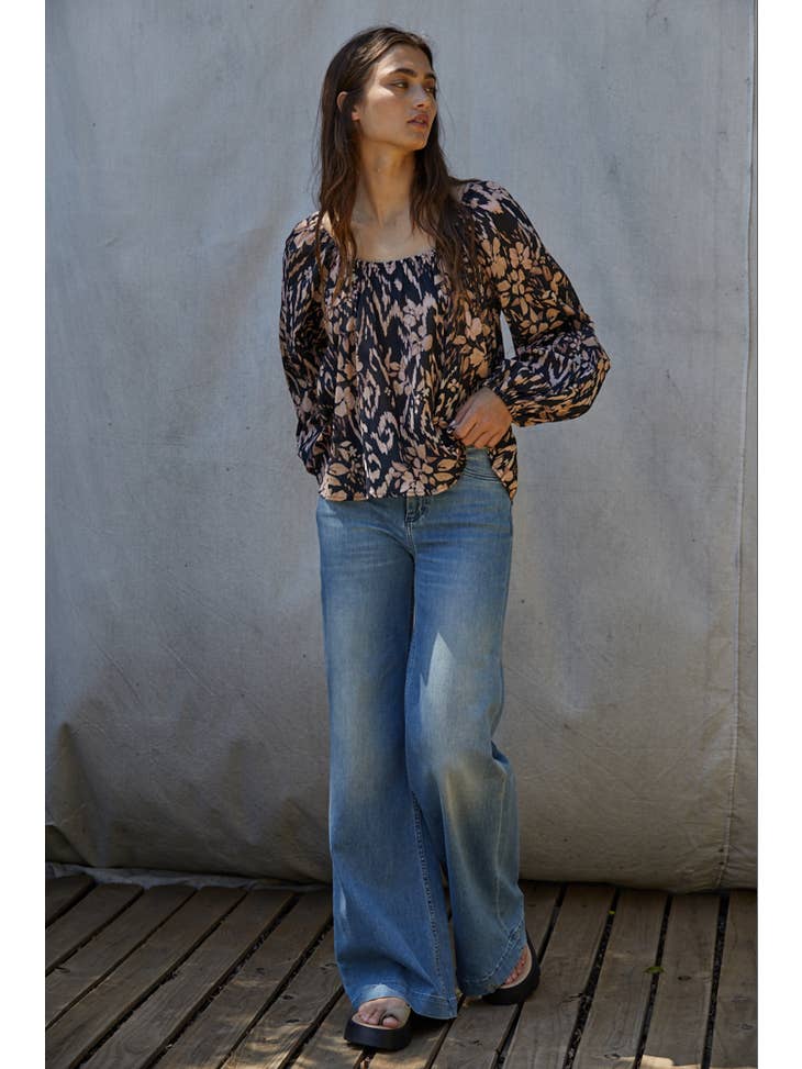Francia Floral Top - Black Multi
