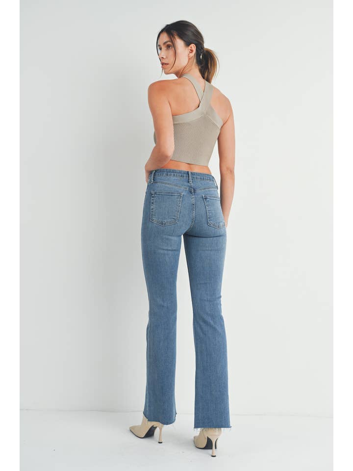 High Rise Scissor Hem Flare - Medium