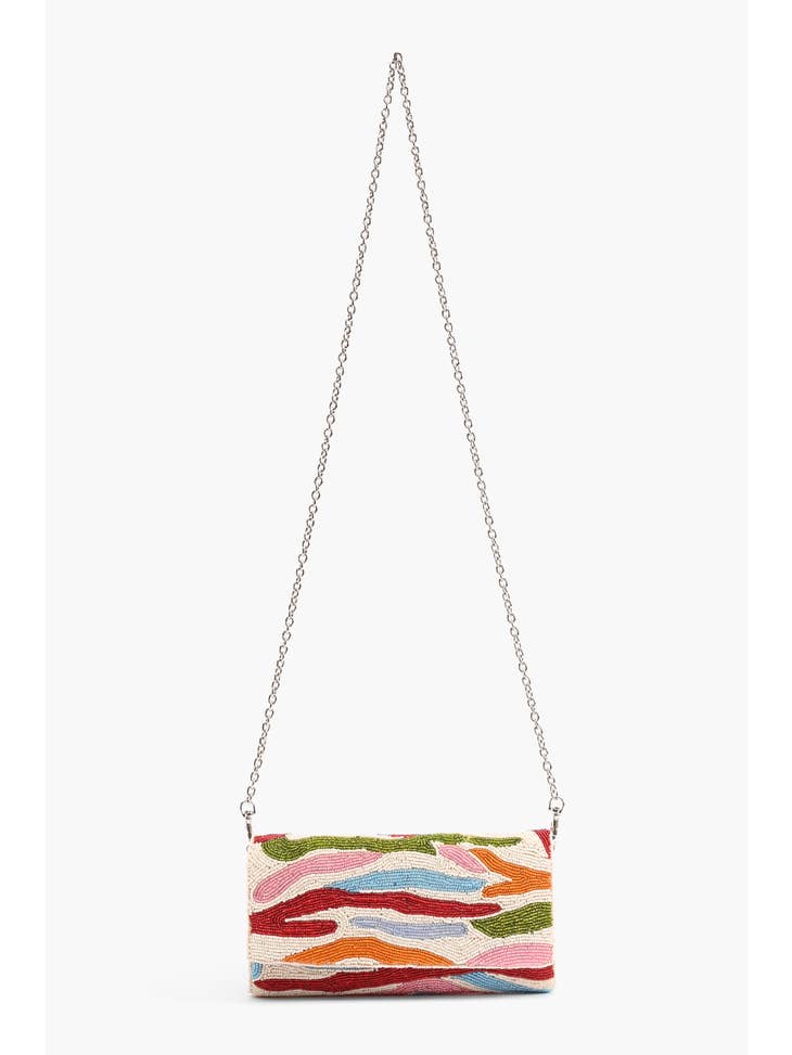 Rainbow Tiger Beaded Clutch