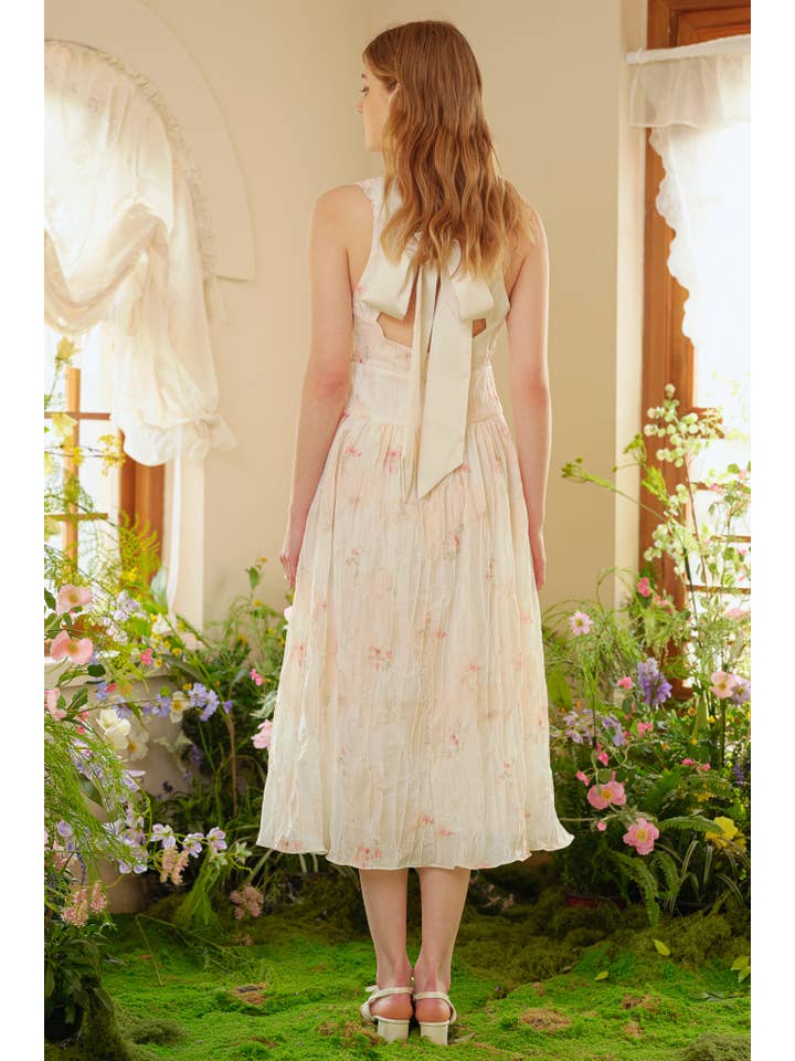 Graceful Garden Bow-Tie Dress - Blush