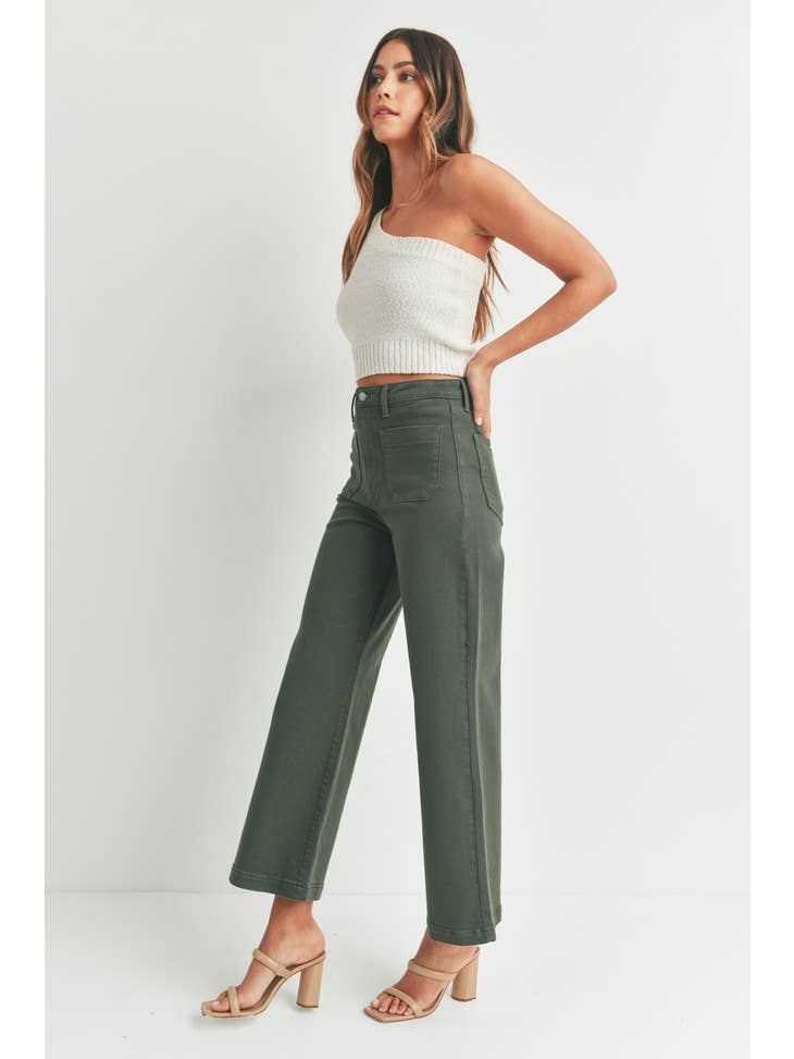 Patch Pocket Wide Leg - Dark Olive