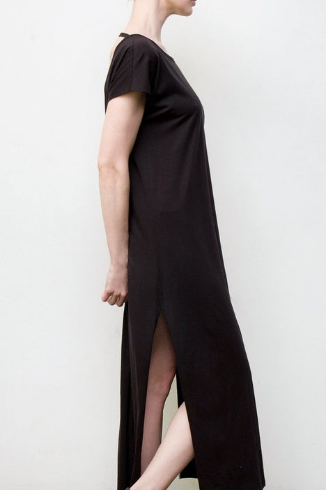 Low-V Back Dress - Black