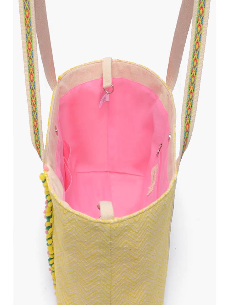 Blazing Yellow Hibiscus Embellished Tote