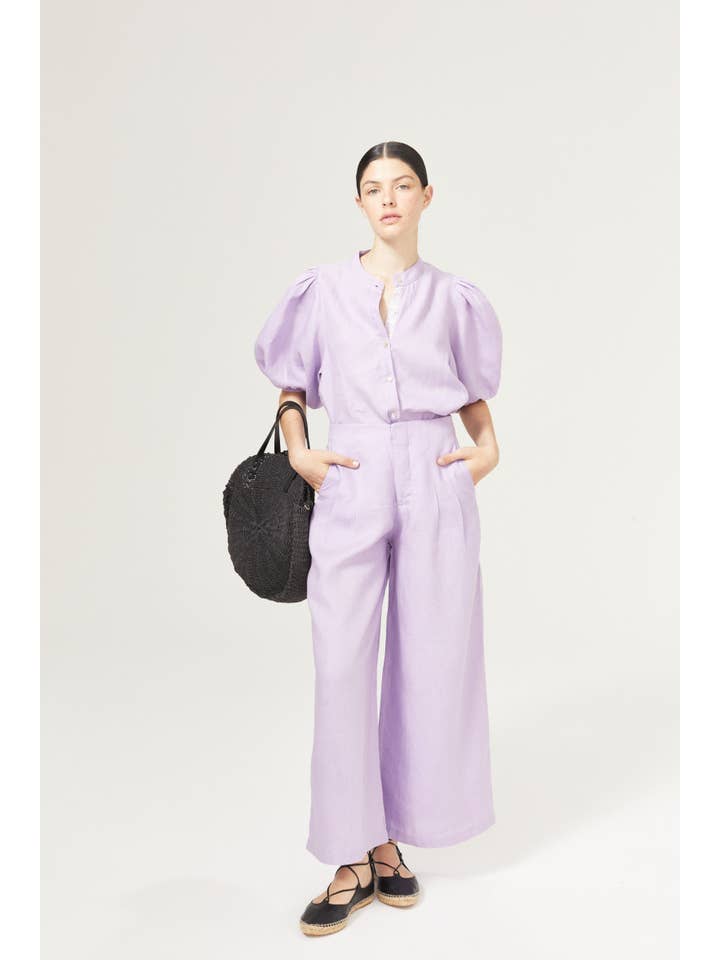 Culotte Linen Pants - Bright Lilac