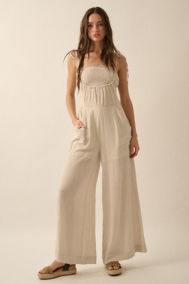 Wide Leg Jumpsuit - Natural