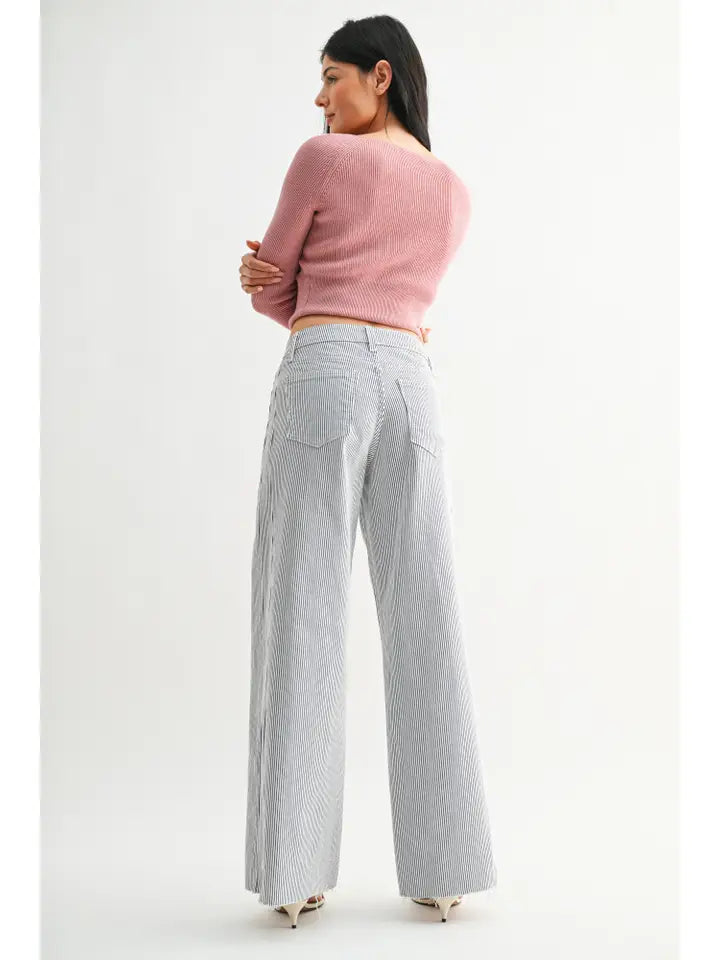Side Stripe Wide Leg - Stripe