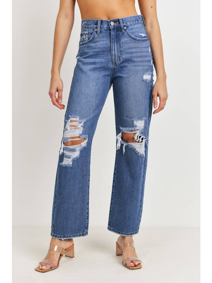High Rise Dad Jean - Medium Wash