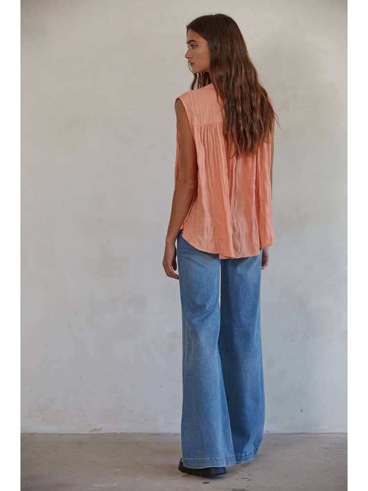 Flair Sleeveless Top - Coral
