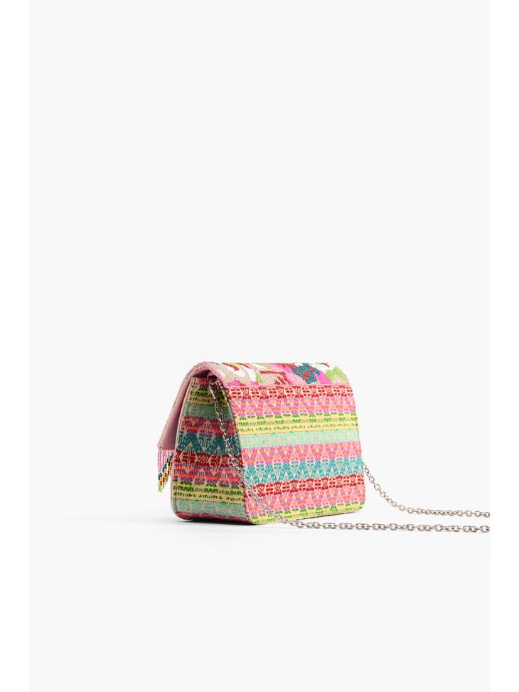 Geo Floral Beaded Crossbody Bag