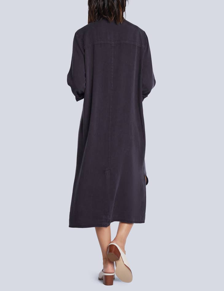 Chill Out Denim Shirtdress - True Black