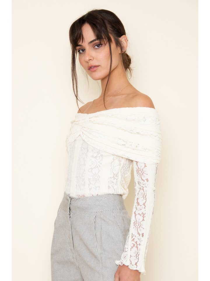 Lace Off Shoulder Top - Ivory