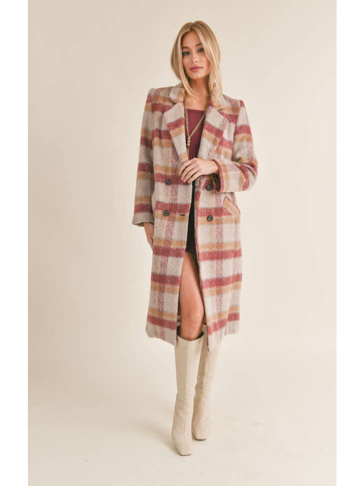 Kristiana Double Breasted Coat - Wine