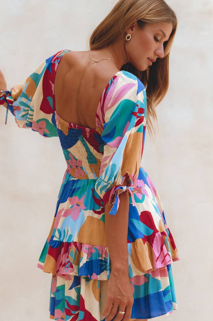 Cha-Cha Ruffle Mini Dress - Havana