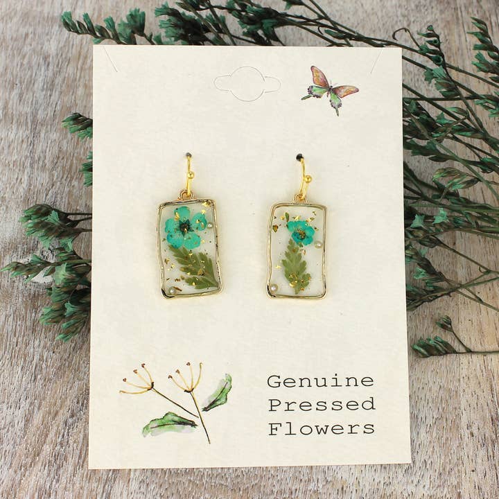 Dried Floral Earrings - Cottage Turquoise