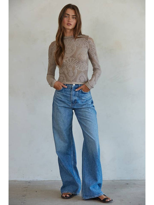 Seamless Jacquard Top - Ash Mauve