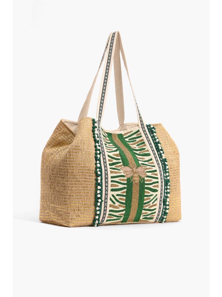 Bee Green Embellished Tote