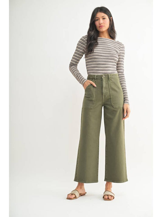 Wide Leg Cargo Pocket - Dusty Olive