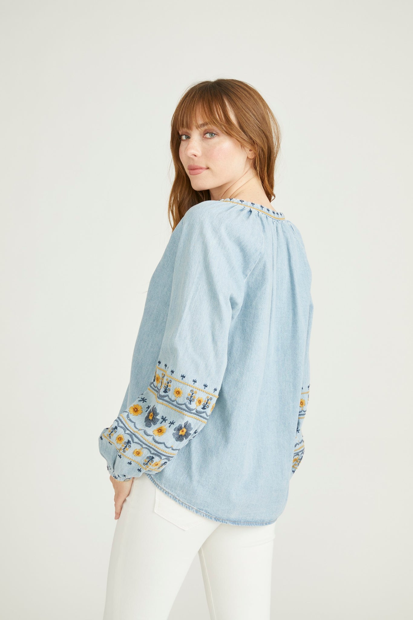 Chambray Denim Blouse - Golden Gates