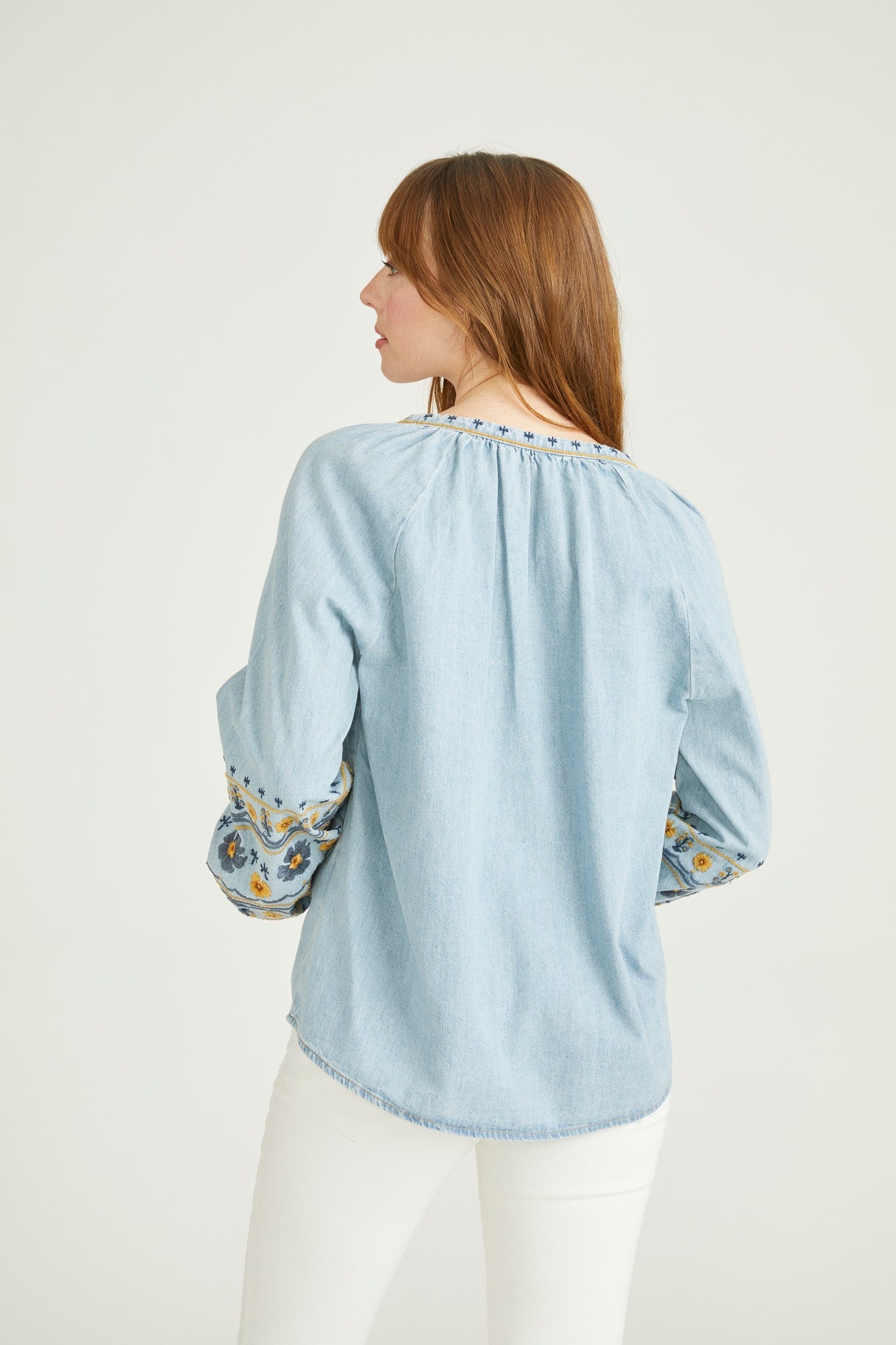 Chambray Denim Blouse - Golden Gates