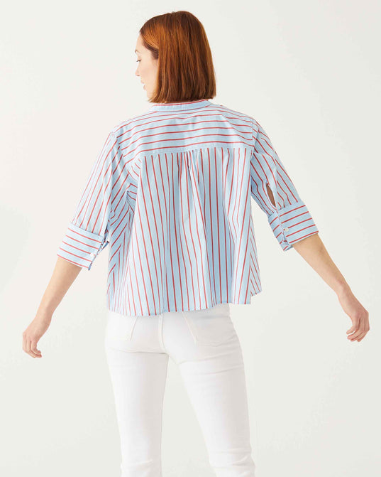 Editor Swing Shirt - Striped Blue