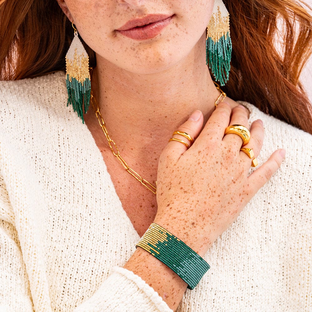 Kenzie Beaded Stretch Bracelet - Emerald Green