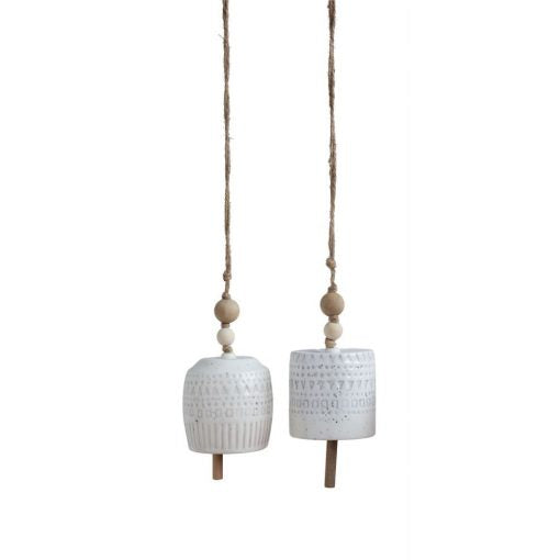 Square Stoneware Bell - White