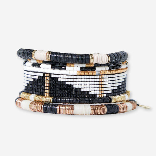 Mixed Bracelet Seven Stack - Black