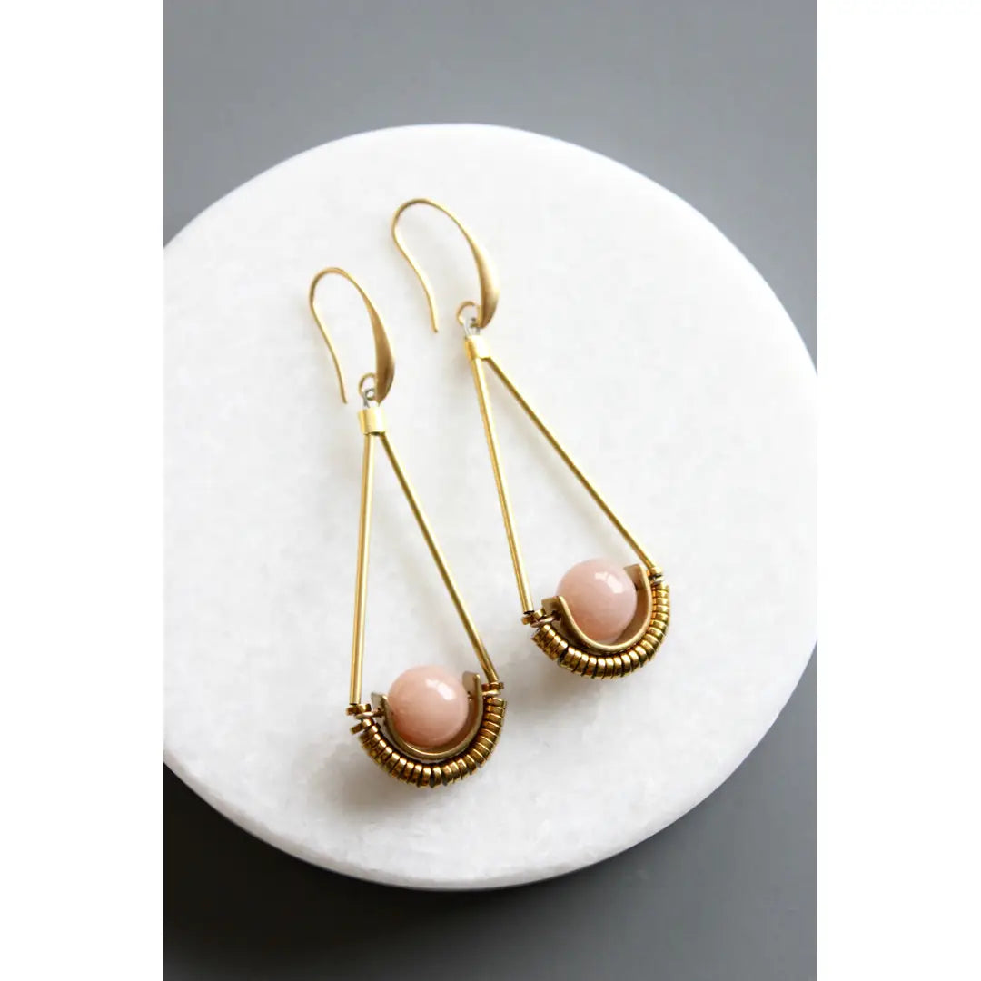 Mauve Jade Art Deco Earrings