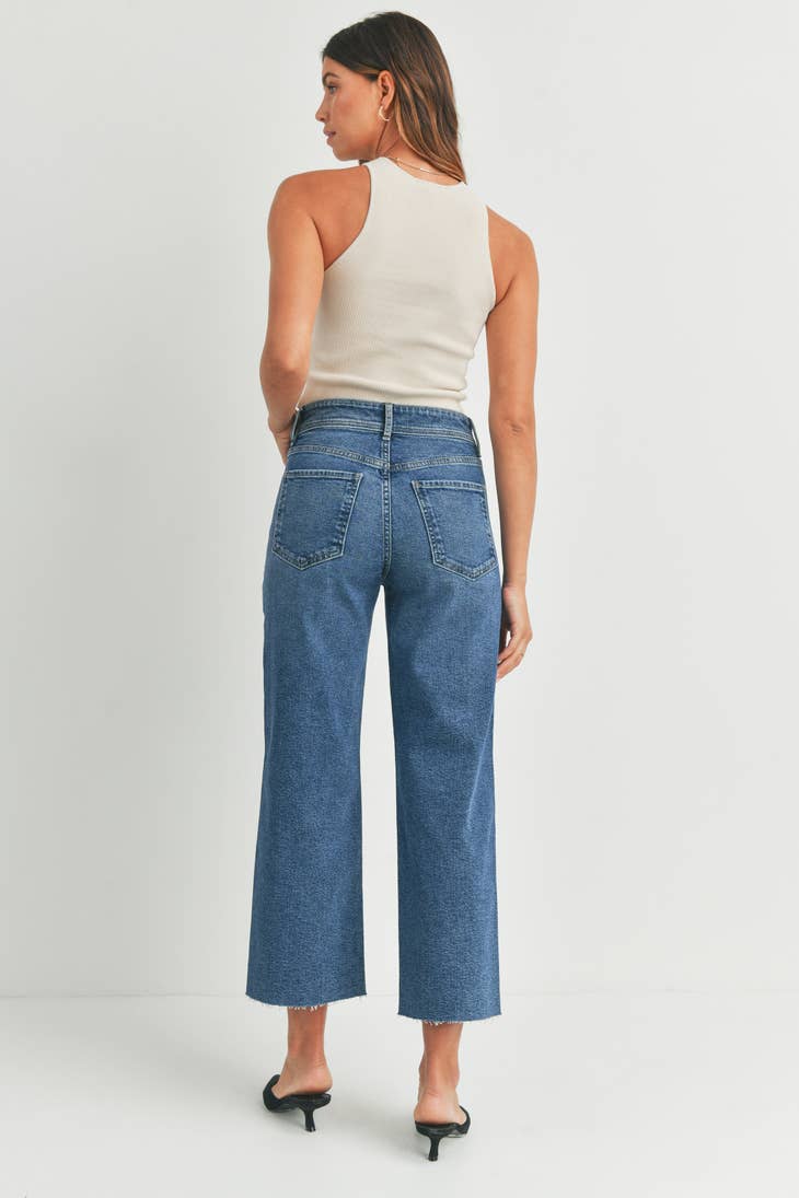 High Rise Utility Wide Leg - Medium Denim