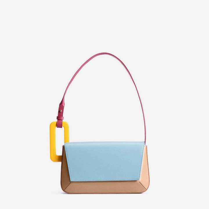 Geometric Shoulder Bag - Blue