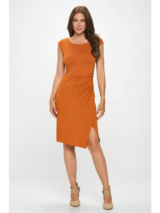 Short Sleeve Bodycon Dress - Copper - Final Sale