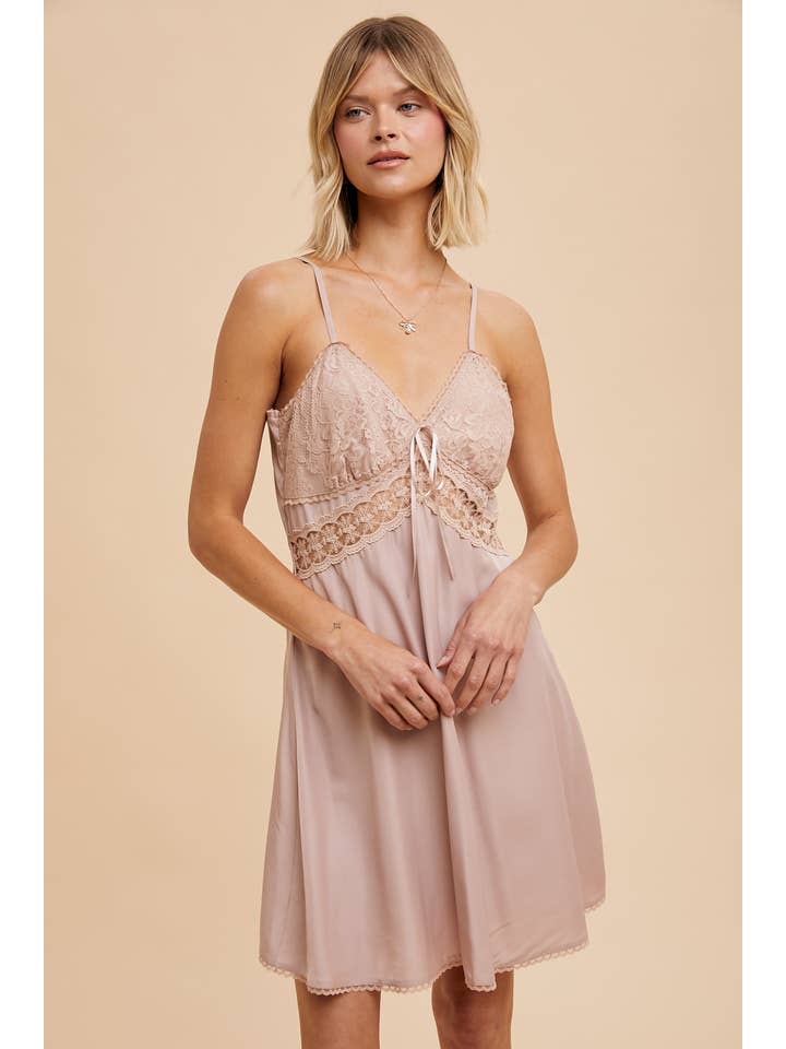 Lace Slip Dress - Dusty Rose